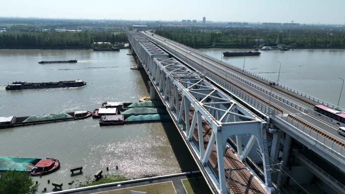 4K原素材-航拍上海车亭公路、松浦大桥