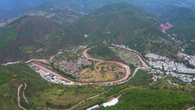 云龙县八卦风水航拍全景