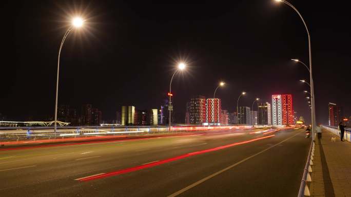 城市夜景车流延时