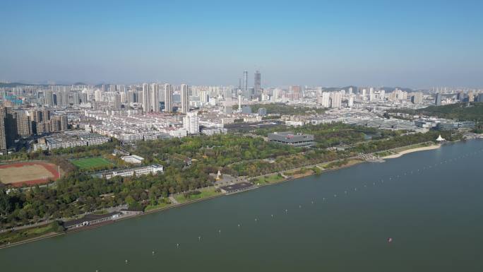 航拍徐州云龙湖大景空镜