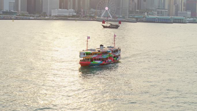 香港维多利亚港天星小轮航拍