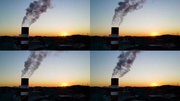 化工厂废气污染环保宣传素材火电厂烟囱浓烟