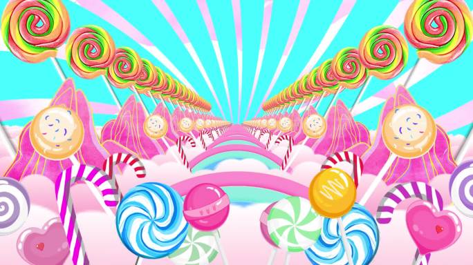 粉色儿童卡通糖果乐园舞台场景背景音乐素材
