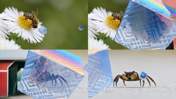 水晶魔方时尚现代立方体方块冰块玻璃转场