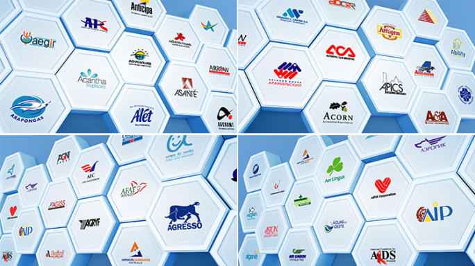 蓝色企业合作品牌logo展示墙ae模板