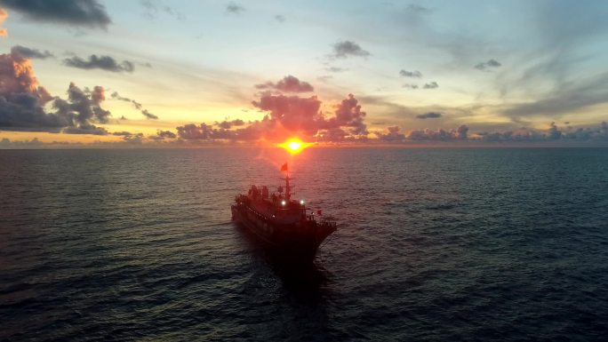 海南 三沙 大海 日出 日落 船 海钓