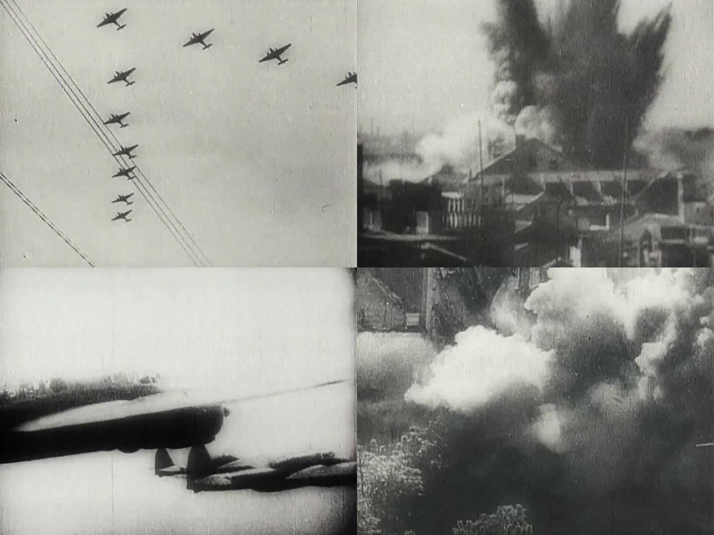 日本飞机编队 房屋烧毁