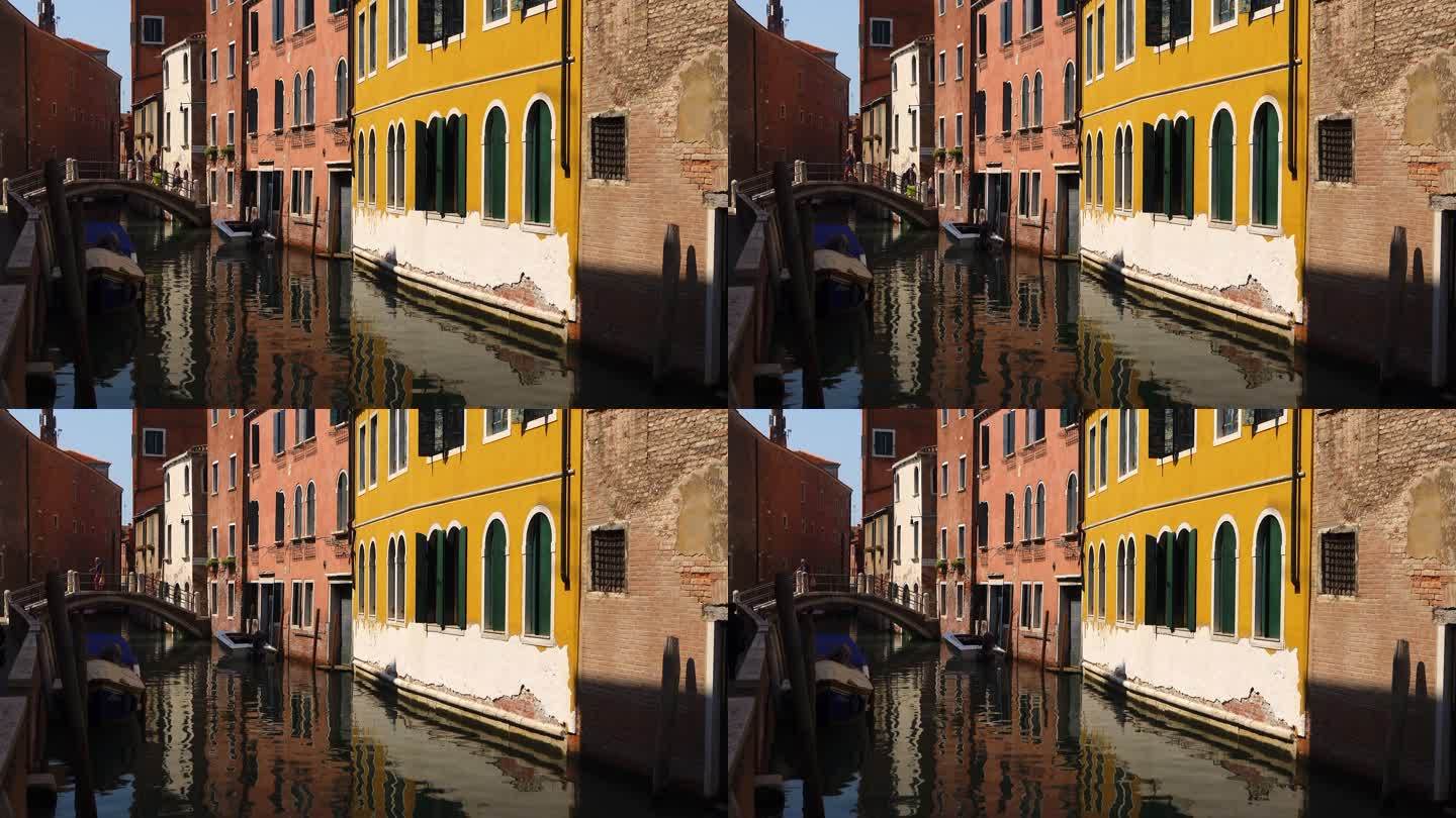 意大利威尼斯的老房子和运河景观