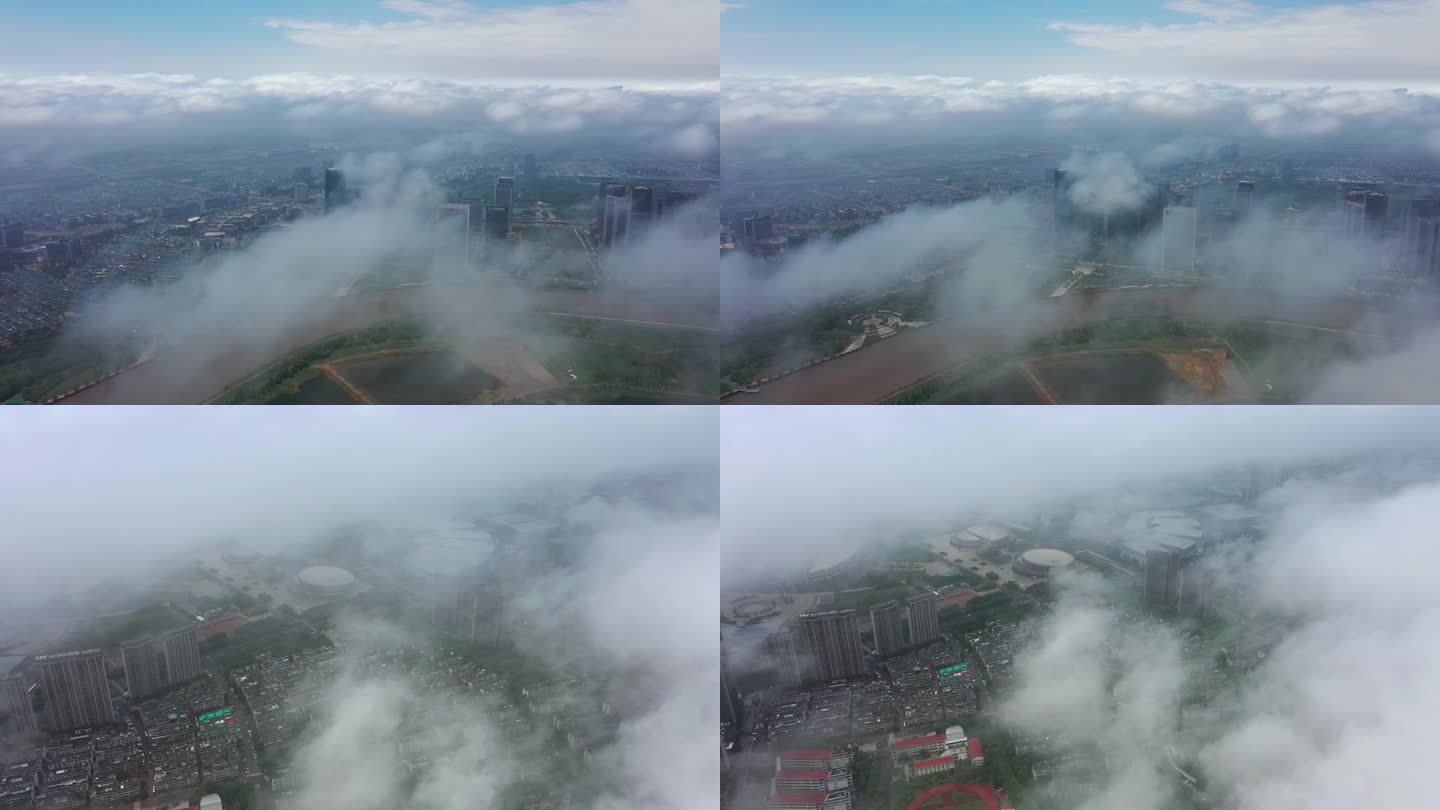 义乌城市地标云海航拍
