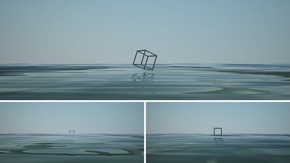 【4K时尚空间】几何方框虚幻水面极简艺术