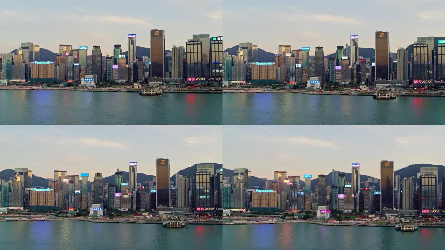 香港城市大景航拍港岛高楼广告牌