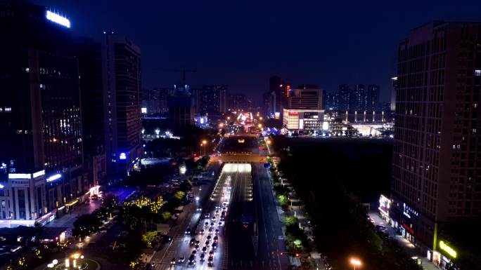 温江区（光华大道）夜景航拍延时