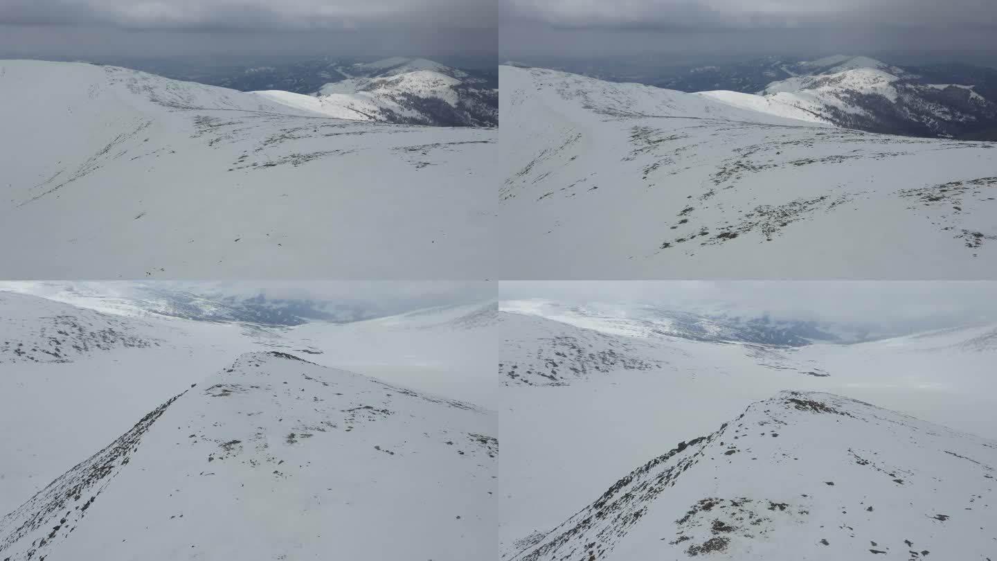4K航拍俯瞰雪山大山高峰实拍宣传片素材