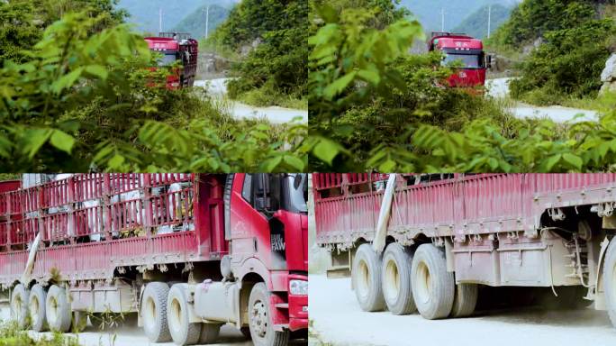 盘山公路 车辆行驶 设备运输 自然风光