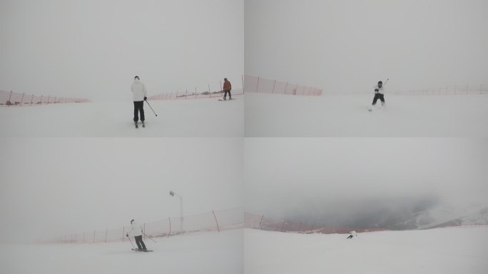 高山航拍运动员爱好者酷单双板滑雪极限运动