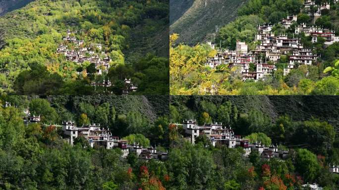 唯美藏寨风景高原秋色