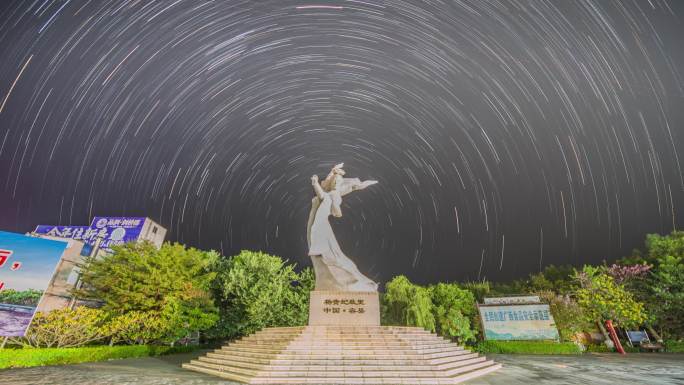 容县地标杨贵妃雕像醉美星轨