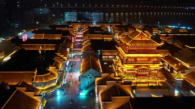 古建筑夜景 古建筑 中国风 商业街
