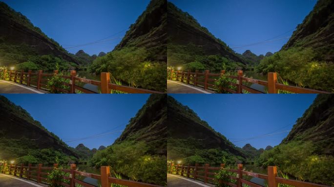 都峤山风景区白鹤塘玻璃渡桥醉美星空