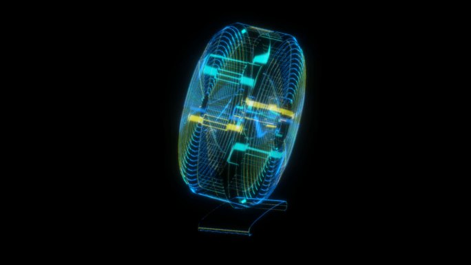 朋克风全息电风扇动画透明通道素材