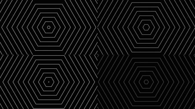 抽象六边形时尚黑白动画波浪背景4k