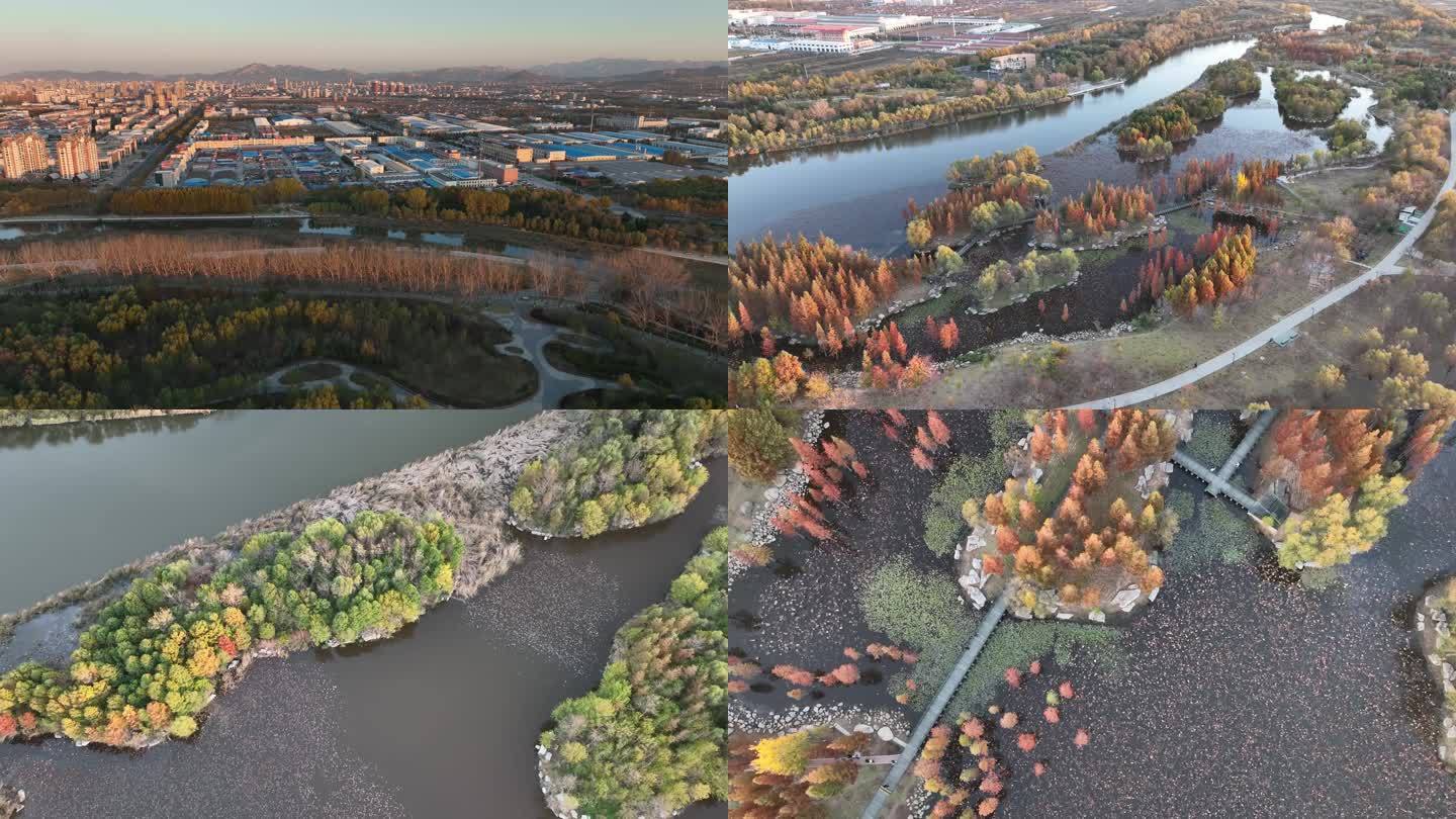 大疆御三航拍7条4K湿地公园秋天景色素材