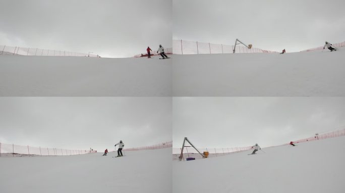 高山航拍运动员爱好者酷单双板滑雪极限运动