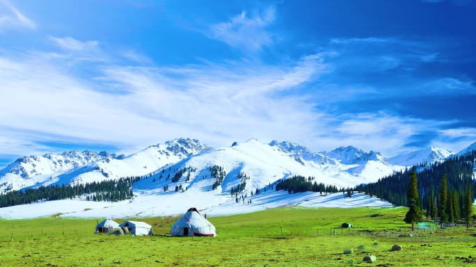 美丽新疆 草原 雪山天山 壮观 大型晚会