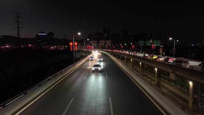 西山区二环南路夜景航拍4k