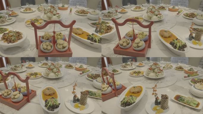 4k聚餐圆桌菜品展示西北菜