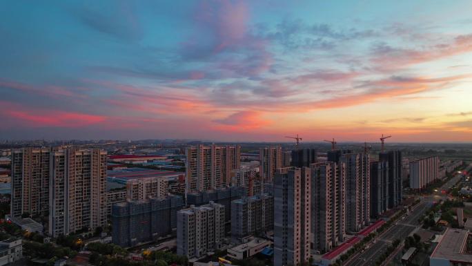 工地施工建筑工地城市建设夕阳工地