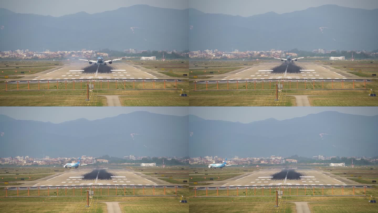 【商用4K】广州白云机场商业飞机跑道降落