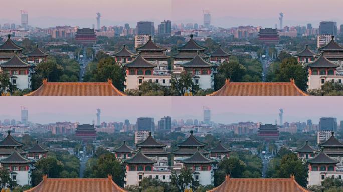 鸟瞰北京中轴线鼓楼4k