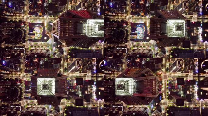 【4K正版】俯拍平安金融中心城市夜景04