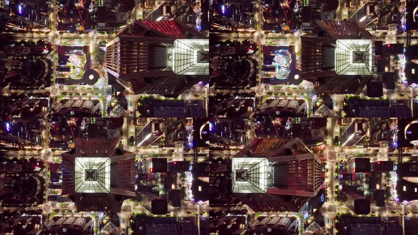 【4K正版】俯拍平安金融中心城市夜景04