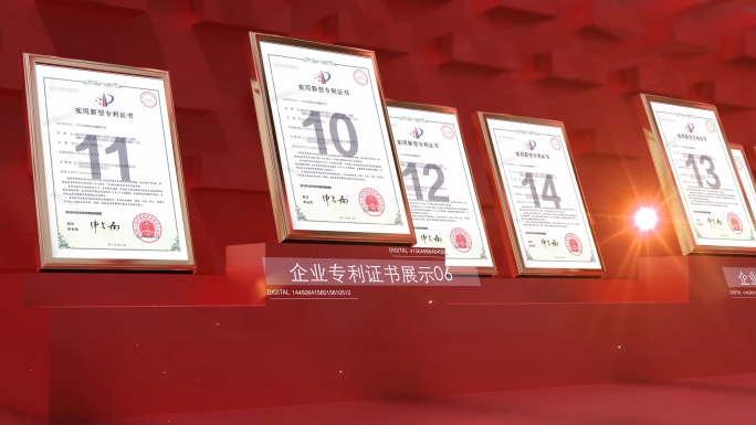 企业专利奖牌荣誉证书展示（红色竖版）