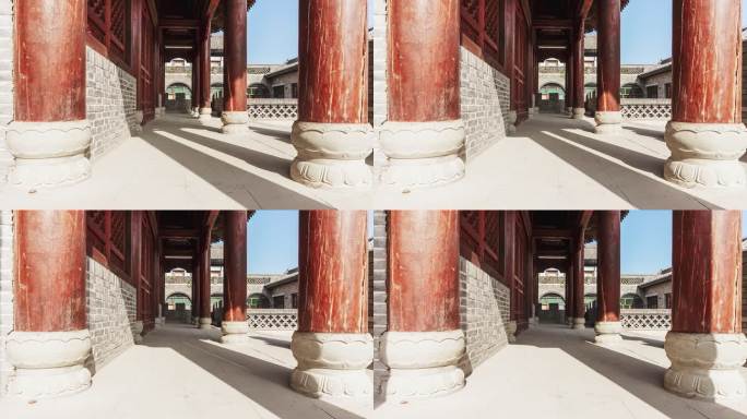 金延安中国传统建筑 木质建筑光影延时空镜