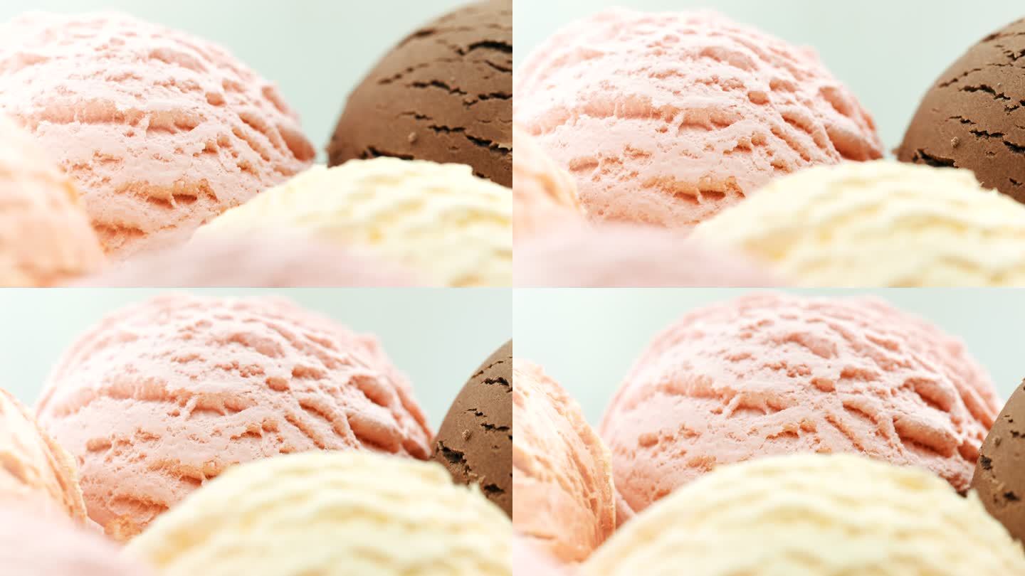 特写，五颜六色的冰淇淋球