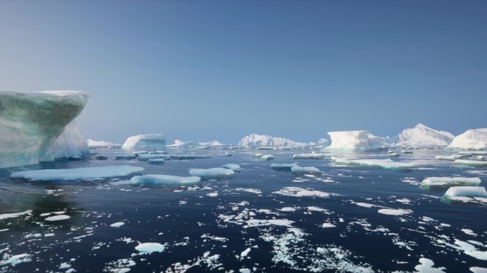 南极北极冰山海水雨雪晴天白雪8K