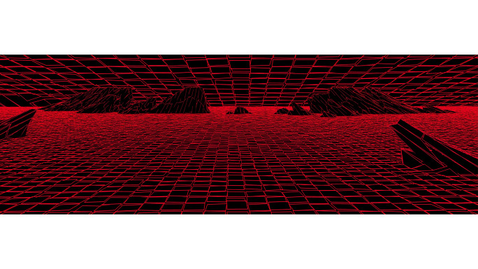 【宽屏时尚背景】光线红色虚幻山体科技空间