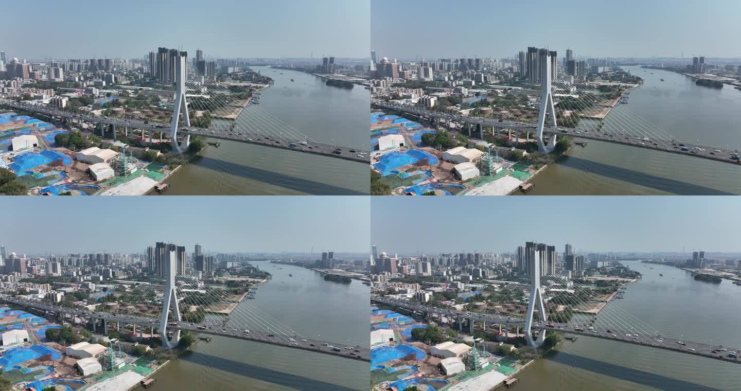 广州鹤洞大桥交通航拍