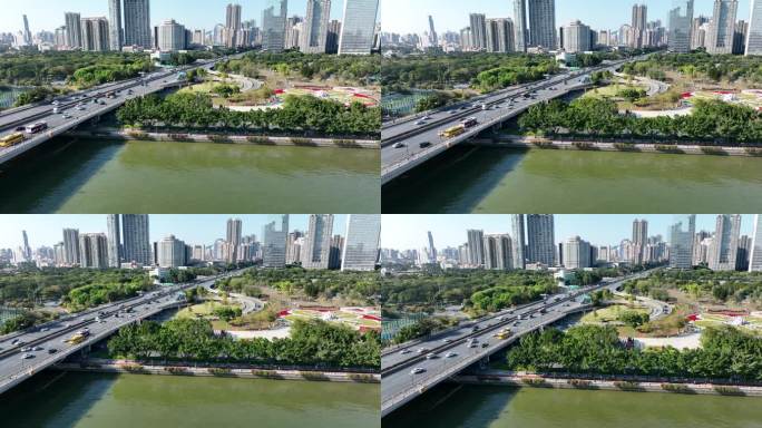 广州大桥交通航拍
