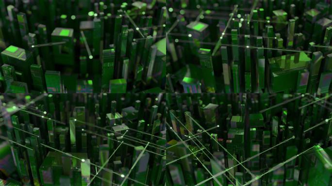 数字网格塑造建筑三维立体科技