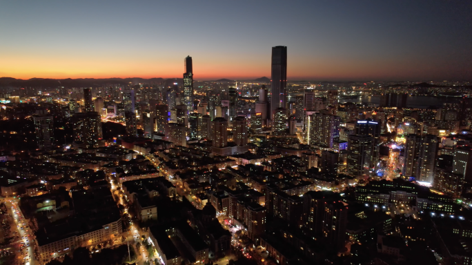 大连夜景航拍城市