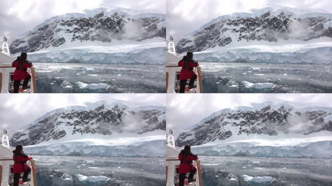 南极洲半岛冰封的内科港山冰川