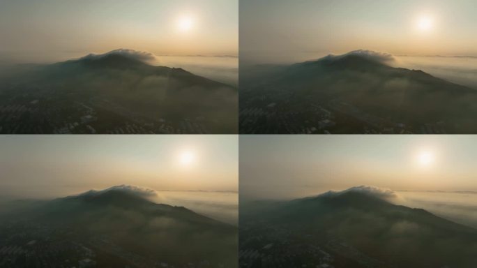 航拍南京紫金山日出云海