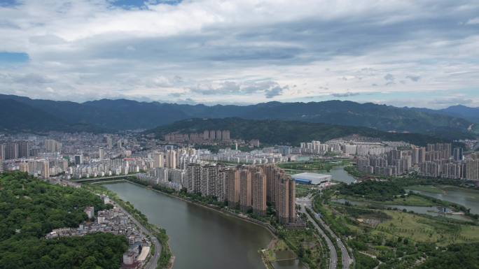 福建宁德市区南岸公园航拍