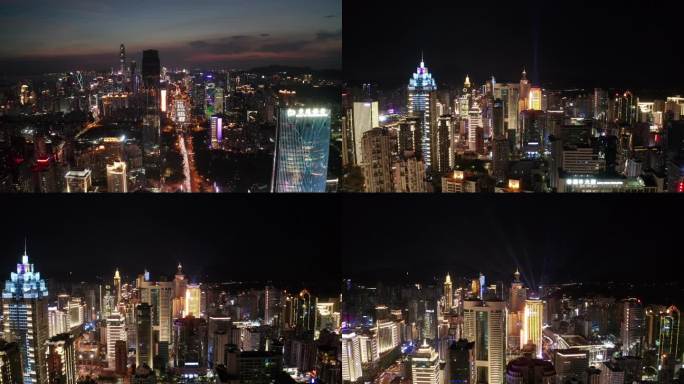 4K城市夜景深圳罗湖航拍