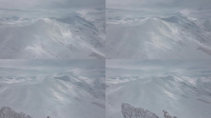 航拍青藏高原雪山河流三江源巴颜喀拉山