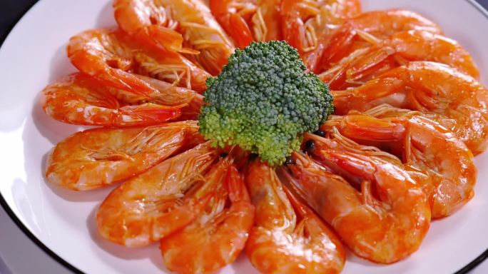 虾基围虾白灼虾高蛋白家常菜美食装盘口味虾